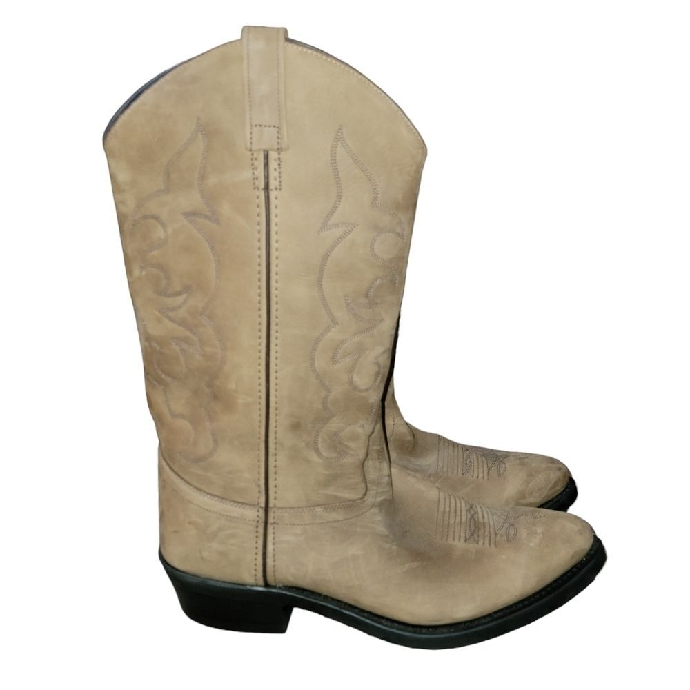 Old West Tan Mens Leather 13in Western Cowboy Boots Size 12 D